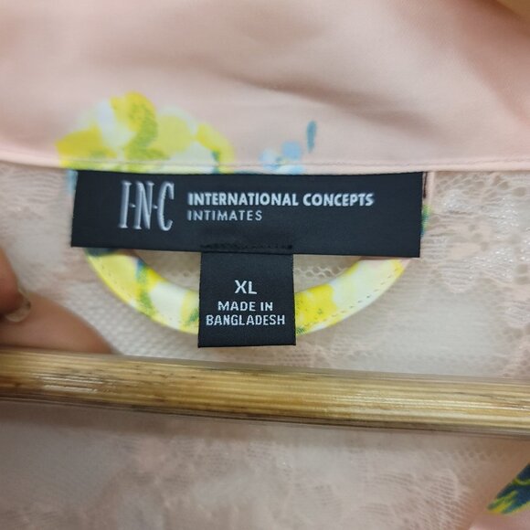 INC International Concepts Women's 2pc Lace-Trim Floral Robe/ Nightie Floral XL - Picture 8 of 15